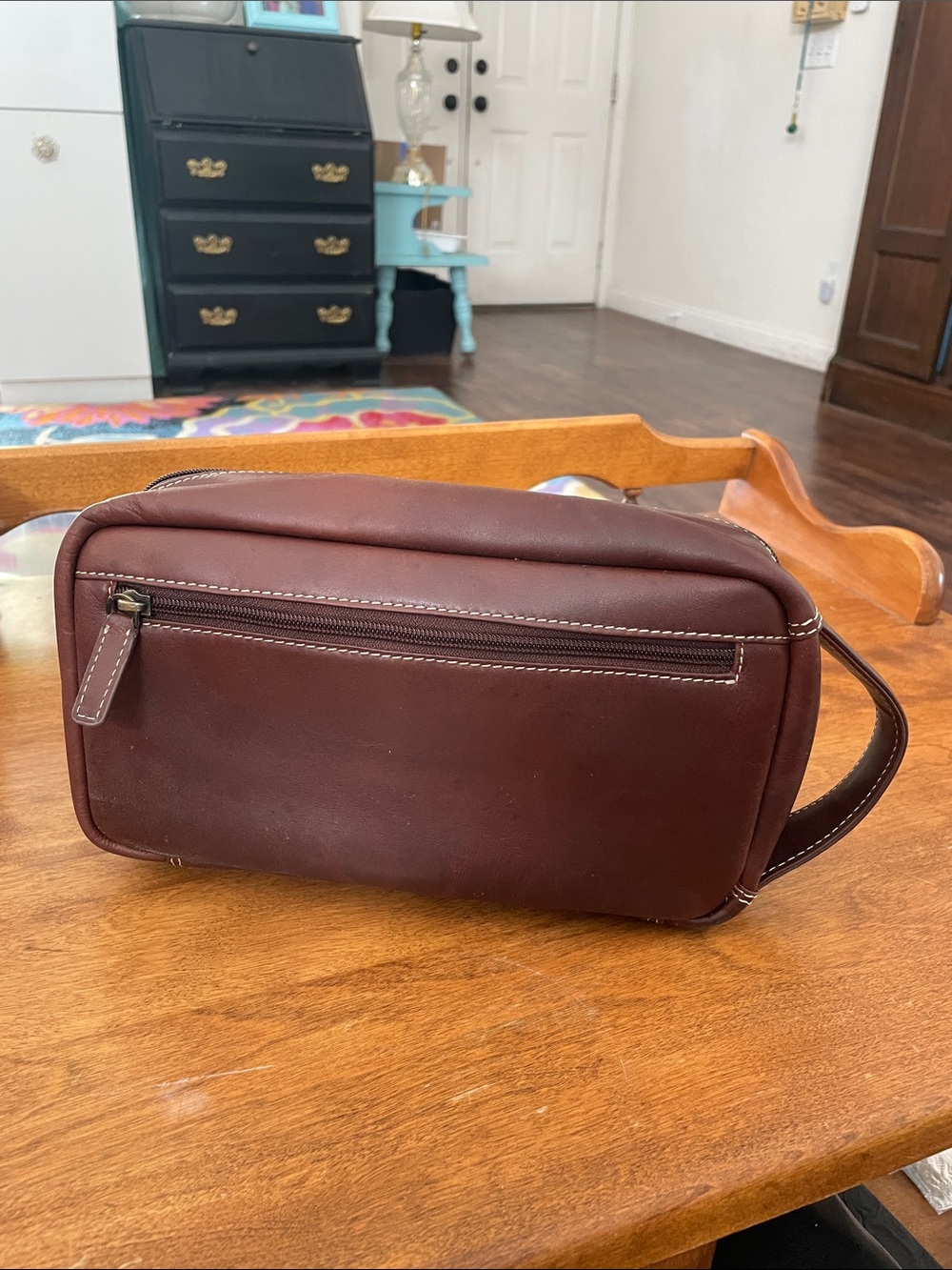 Rugged Earth Brown Leather Men's Dopp Kit Travel Toiletry Bag